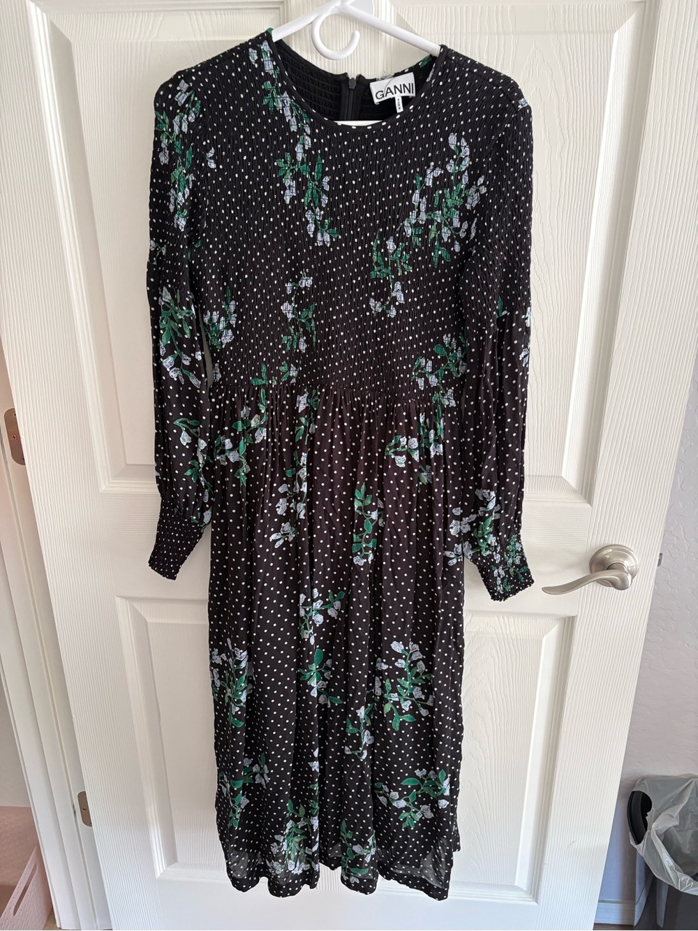ganni dress size eu 38 floral black